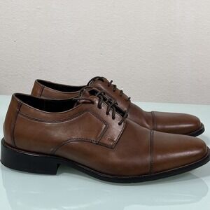 J Murphy Johnston Murphy Cap Toe Oxford Brown Leather Men's Dress Shoe 10 E2